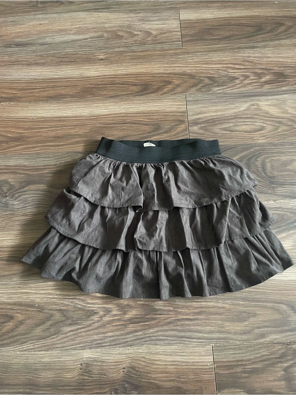 Ruffled Circle Skirt in Charcoal Gray